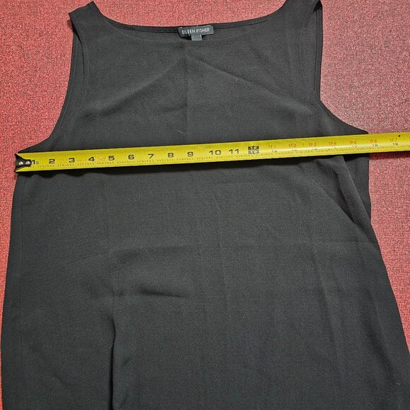 NWT Eileen Fisher System Black Silk Crepe Long Tunic Shell Top $218 XS Old Money - Picture 9 of 10